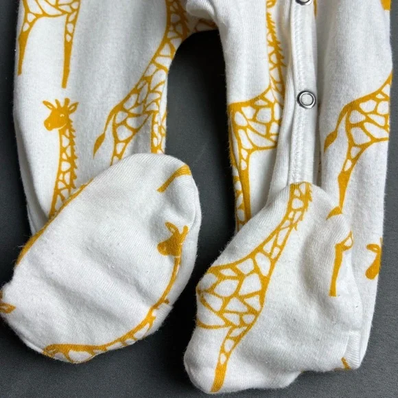 Milkbarn Gold Giraffes Organic Cotton Knit Snap Front Footie Size 3-6M - Picture 6 of 10